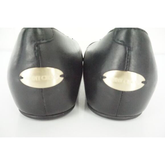 Jimmy Choo Waine Black Leather Gold Stud Cap Toe Ballet Flats Size 35 NIB $565 - Picture 7 of 11